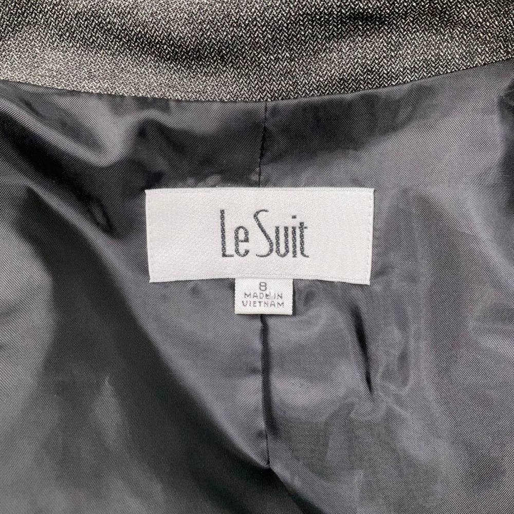Le Suit Pantsuit Women 8 30W 30.5L Gray Mini Herringbone‎ Career Neutral Classic - Picture 5 of 16